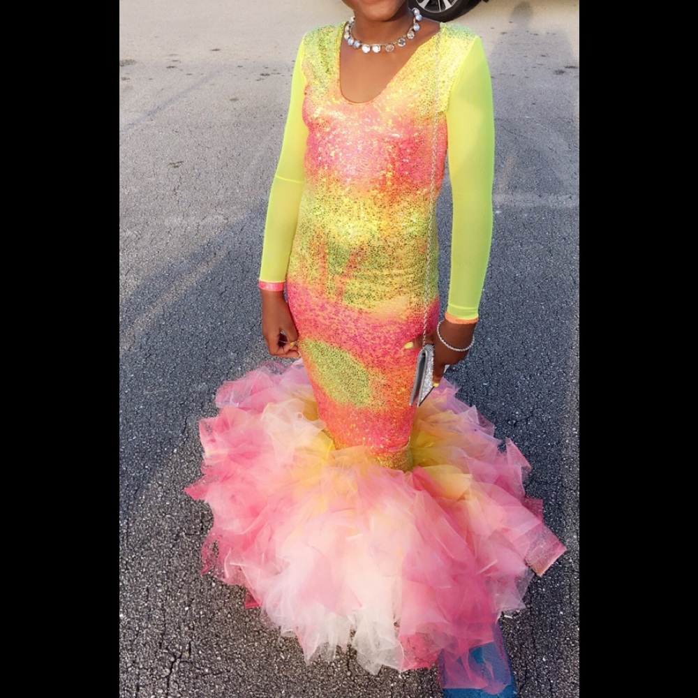 Neon Yellow pink dress